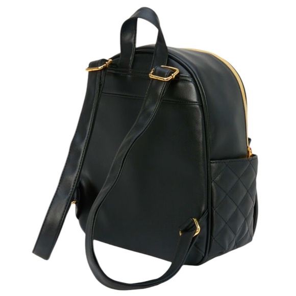 NWT Icing Black Quilted Backpack with Gold Stud Details - Picture 2 of 5